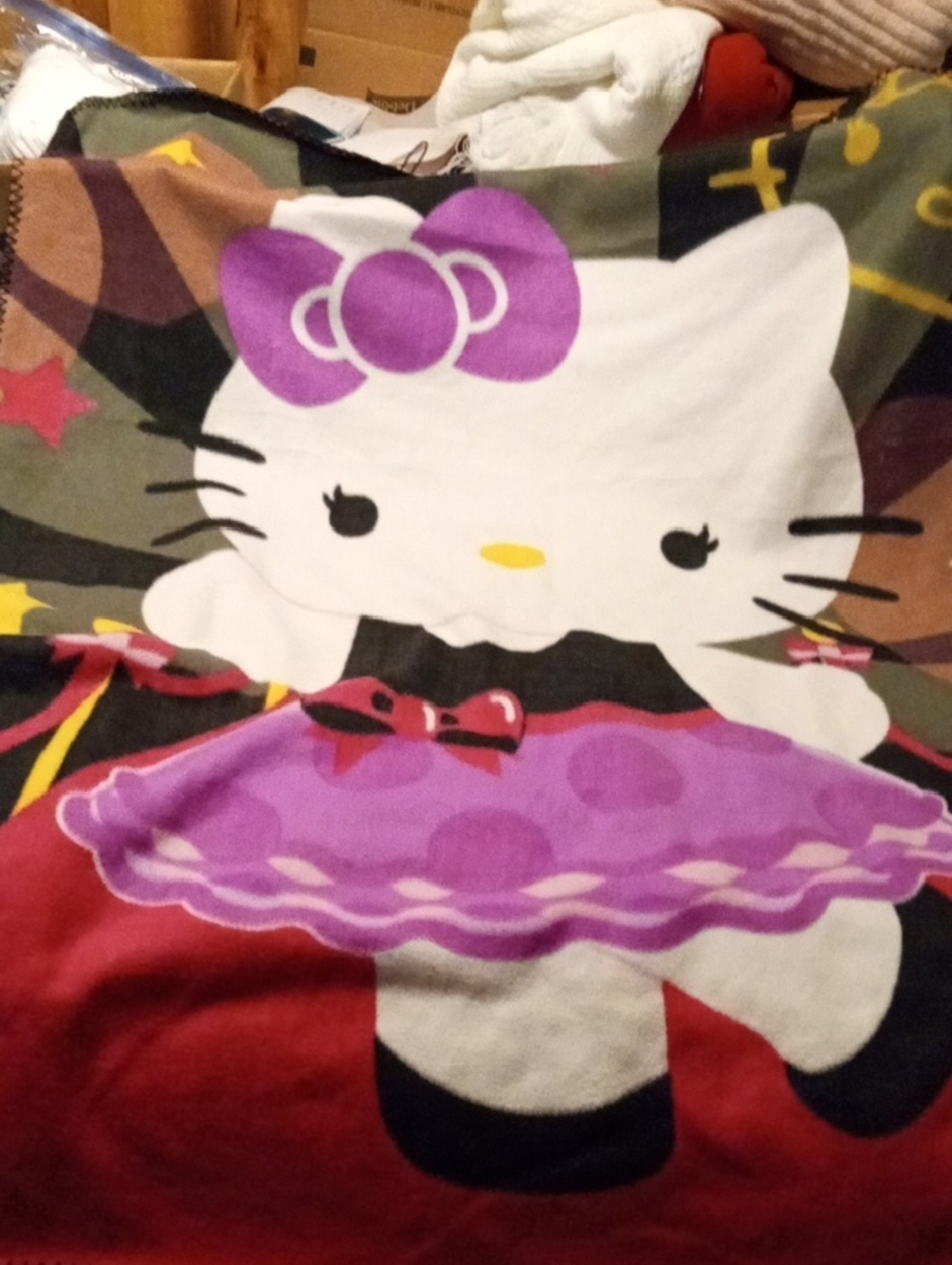 Hello Kitty Pink & Purple Bow Tutu Throw Blanket